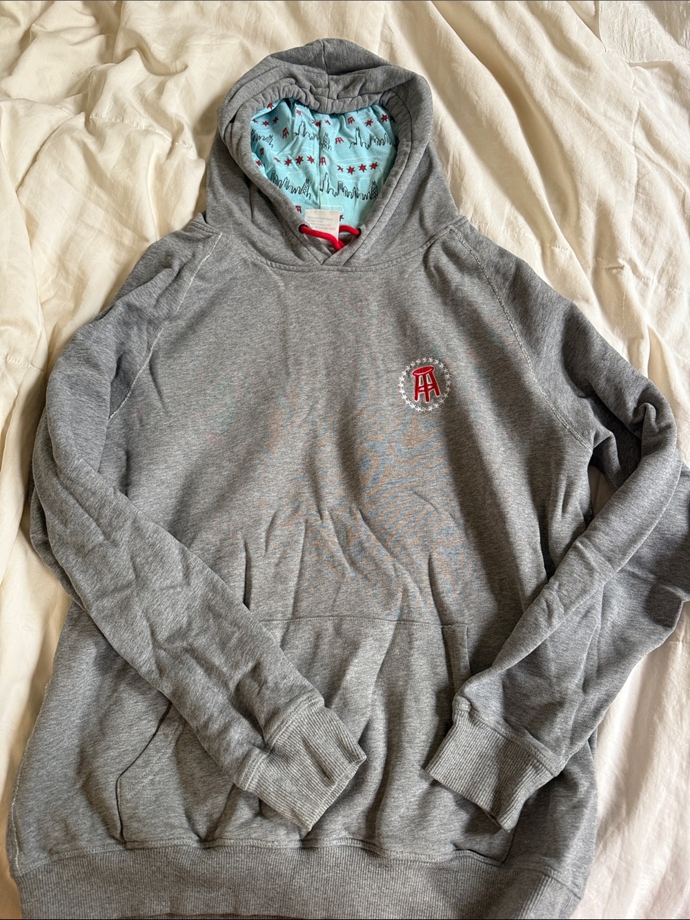 Gray Crewneck Hoodie with Subtle Chest Logo